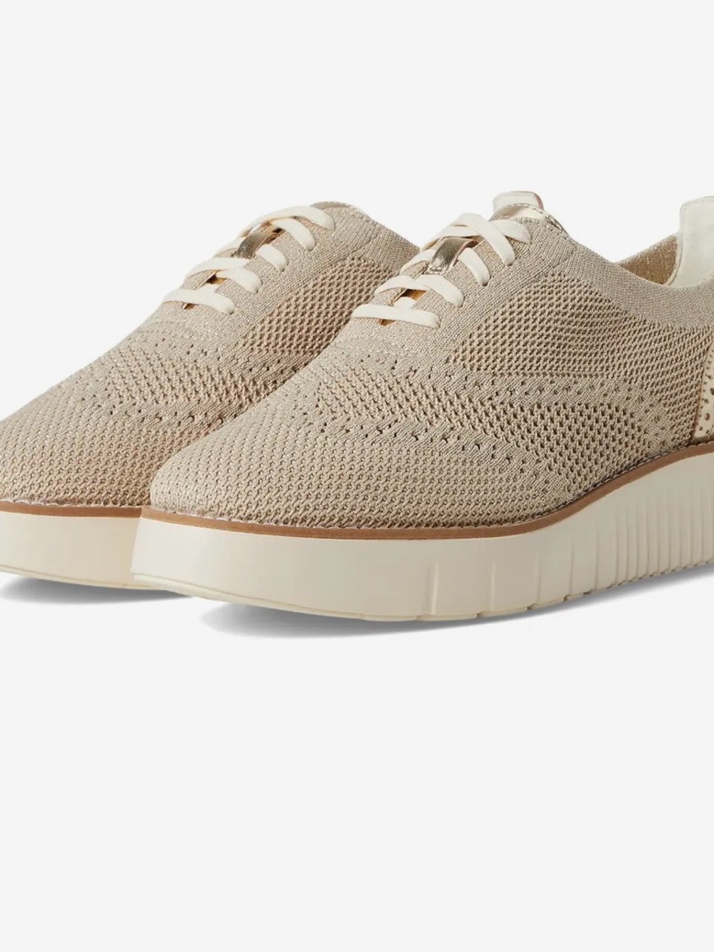 Cole Haan Knit Lace-Up Platform Oxfords - Beige